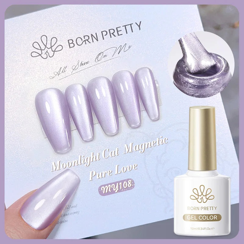 BORN PRETTY 10ml Pink Water Light Cat Magnetic Gel Polish Spaking Glitter UV LED Soak Off Gel Varnish Crystal DIY Manicure