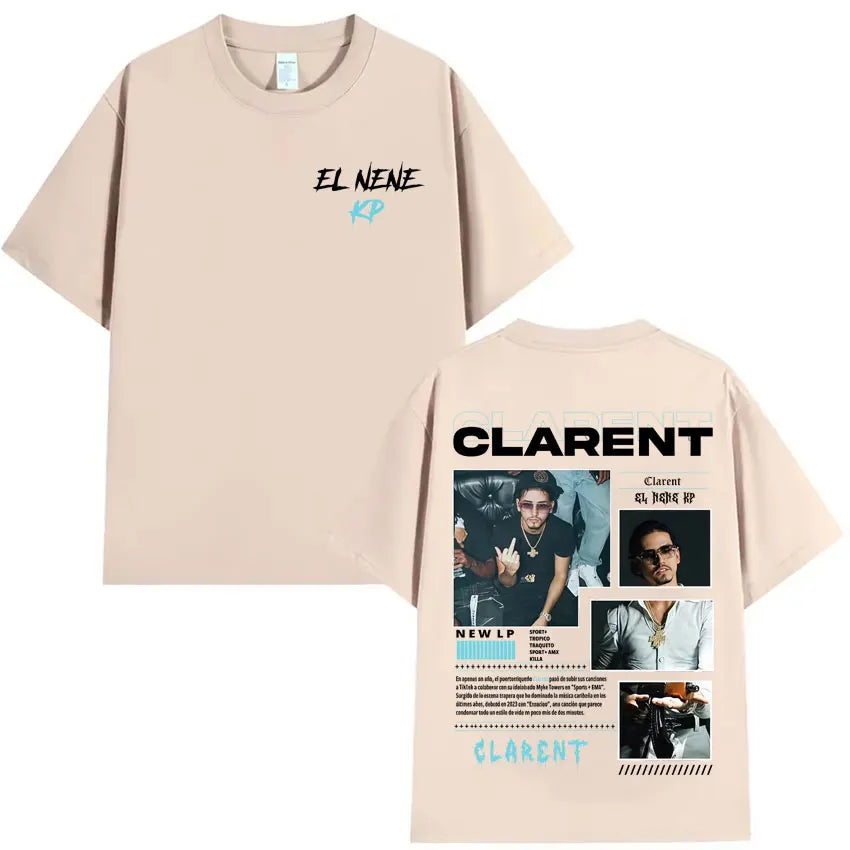 Rapper CLARENT Album 2025 Graphic Double Sided Print T-shirts Mens High Quality Short Sleeve T Shirts Casual 100% Cotton T-Shirt
