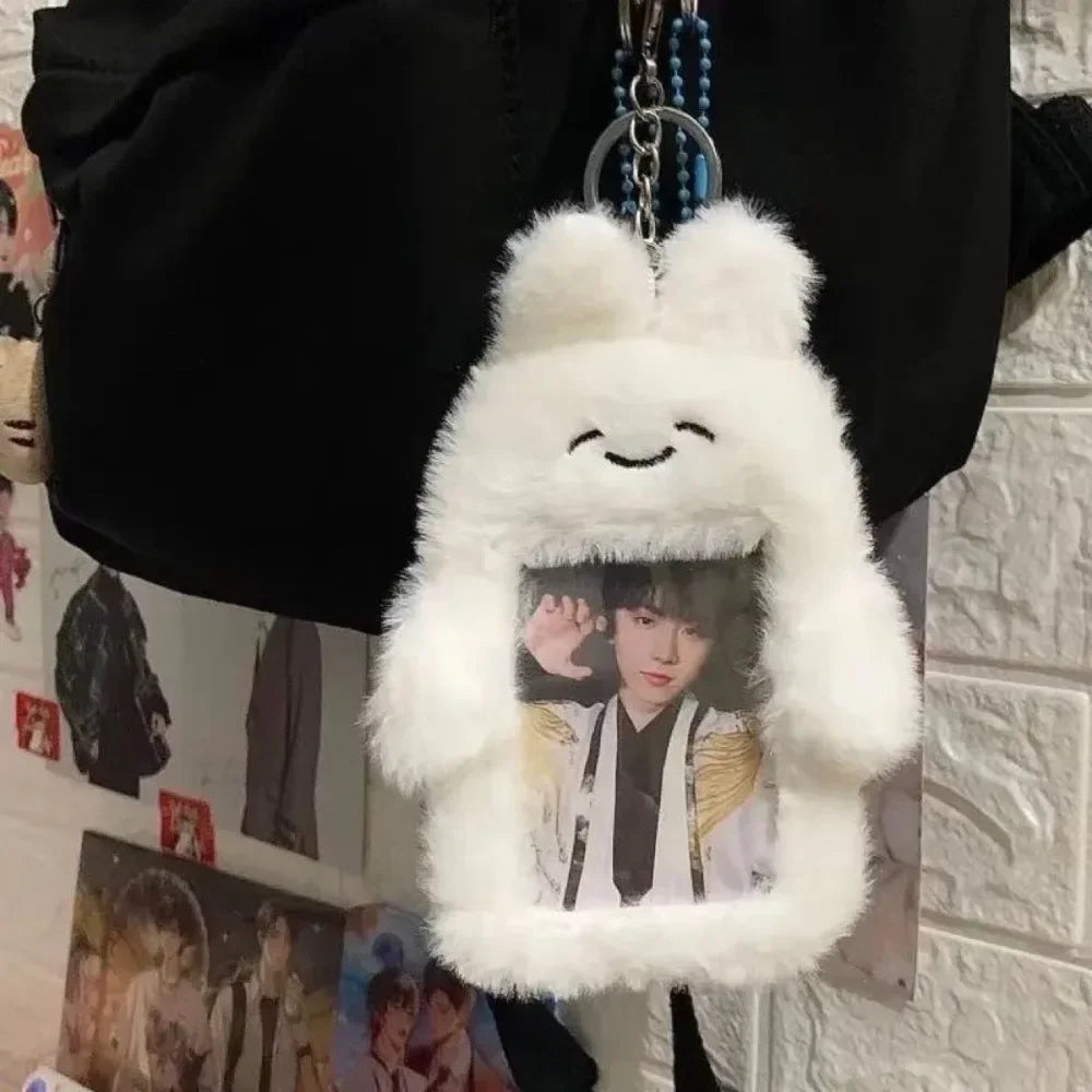 Cute Bag Keychain Plush Photocard Case Cartoon Bag Keychain Fox Photocard Case Idol Photos Protective Cover Student Card Holder