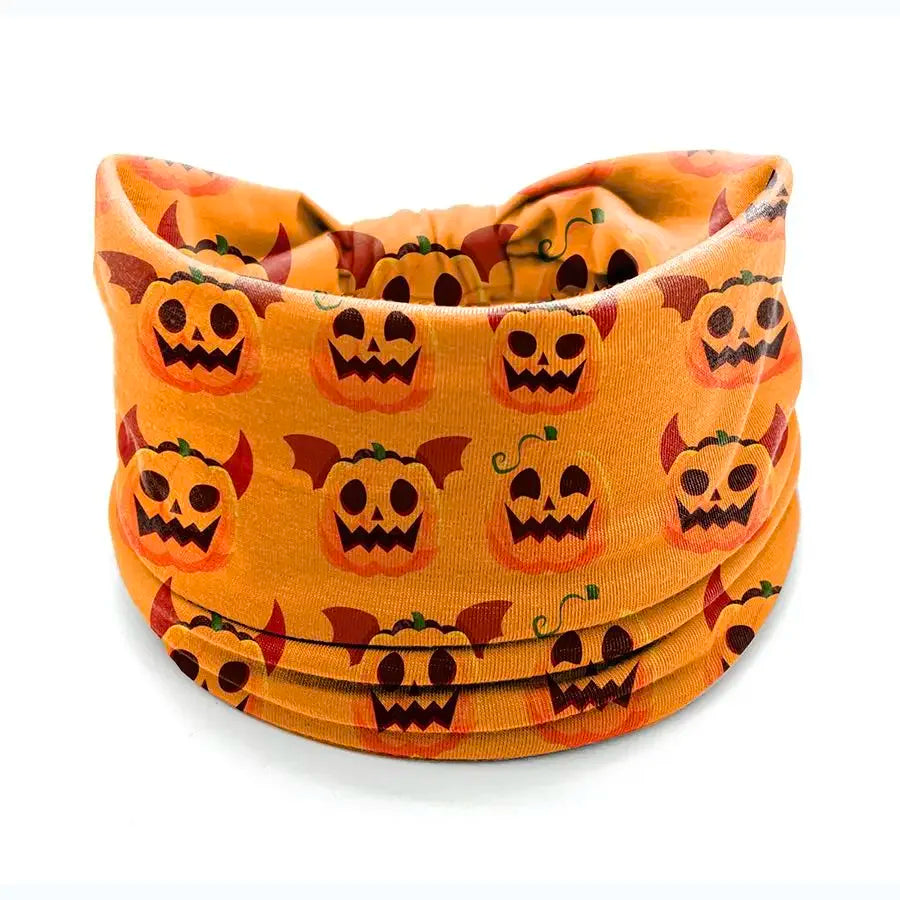Halloween Headbands For Women Wide Turban Dress Up Costume Headwraps Pumpkin Spider Web Bad Skeleton Hair Band