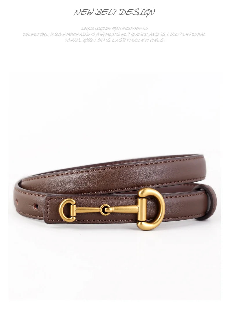 2025new arrival genuine leather small belt casualcasual thin belt horseshoe buckle easiest for matchins style pants belt