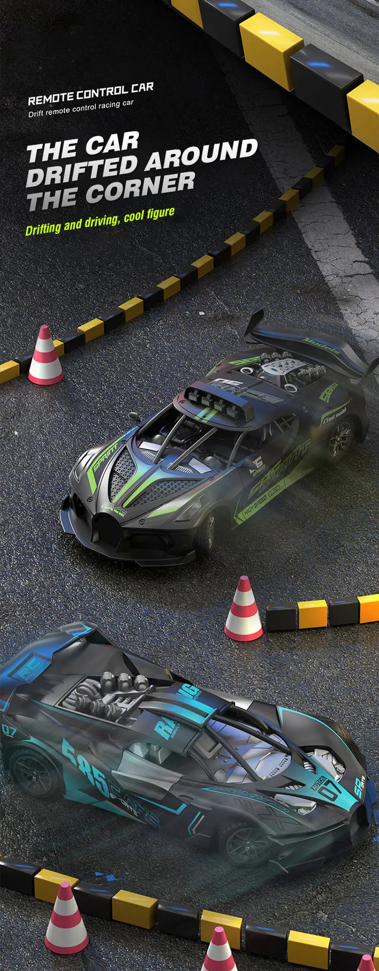 4WD RC Sports Car High Speed Remote Control Mini Scale Model Vehicle Electric Drift Racing Car Toys for Boys Kids Back to School