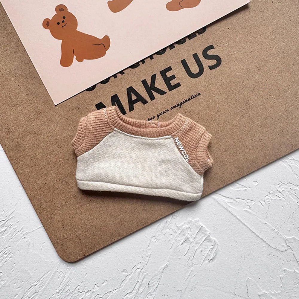 Clothes for Labubu V1 V2 V3 Clothing Doll Retro Brown T-shirt Handsome Clothes Set Doll Accessories