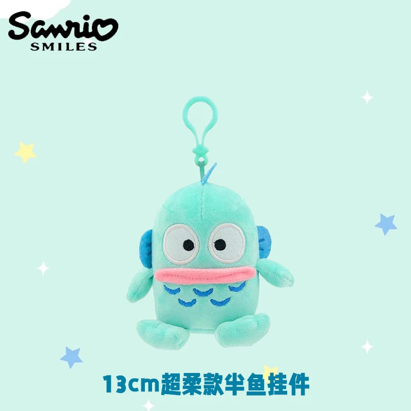 Genuine Sanrio Marumofubiyori Bear Cinnamoroll Plush Toys Keychain Kawaii Small Pendant Keyring Kids Stuffed Toys Birthday Gifts
