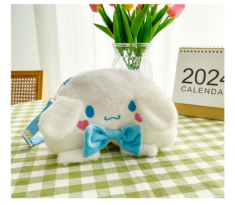 Sanrio Children Stuffed Messenger Bag Cute Cartoon Kuromi Hello Kitty Cinnamoroll Stuffed Single Shoulder Bags Messenger Bags