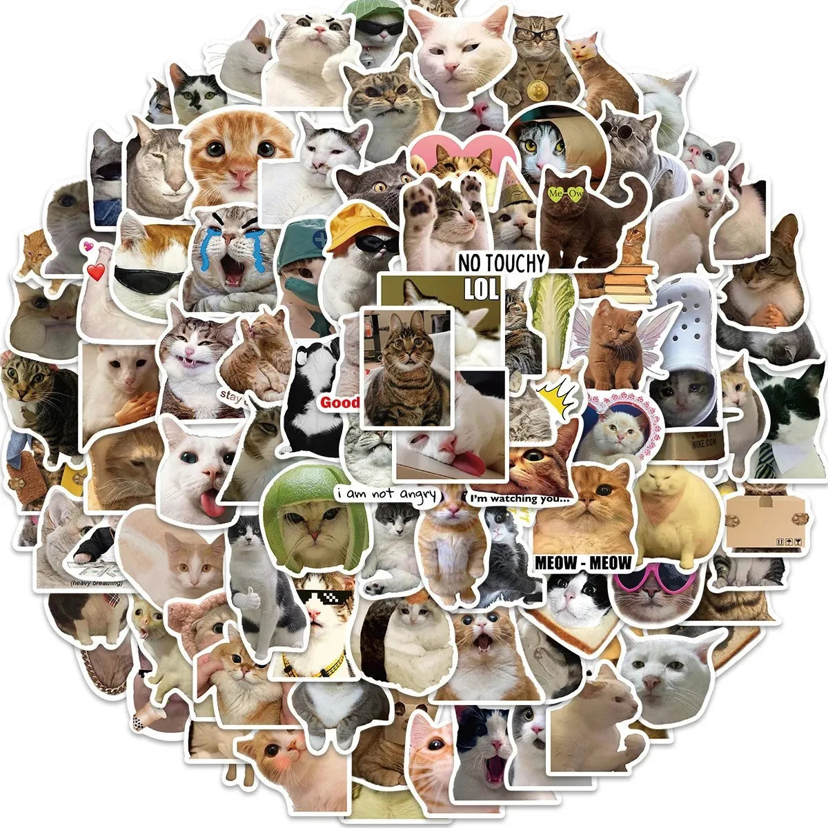 100/200Pcs Funny Kawaii Cat Stickers Animal Dog Laptop Scrapbook Decoration Decals Stationery Waterproof Graffiti Sticker Kids