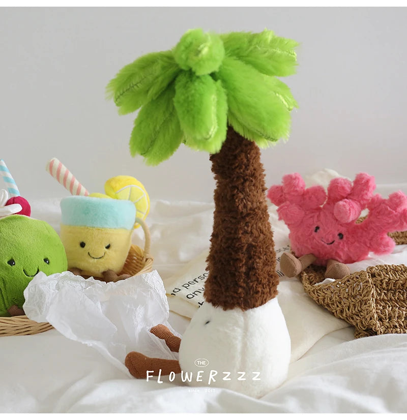 JELLYCAT Lemonade Coconut Plushies Very Soft Palm Tree Red Coral Plush Toy Cartoon Doll Home Decor Xmas Gifts Girl