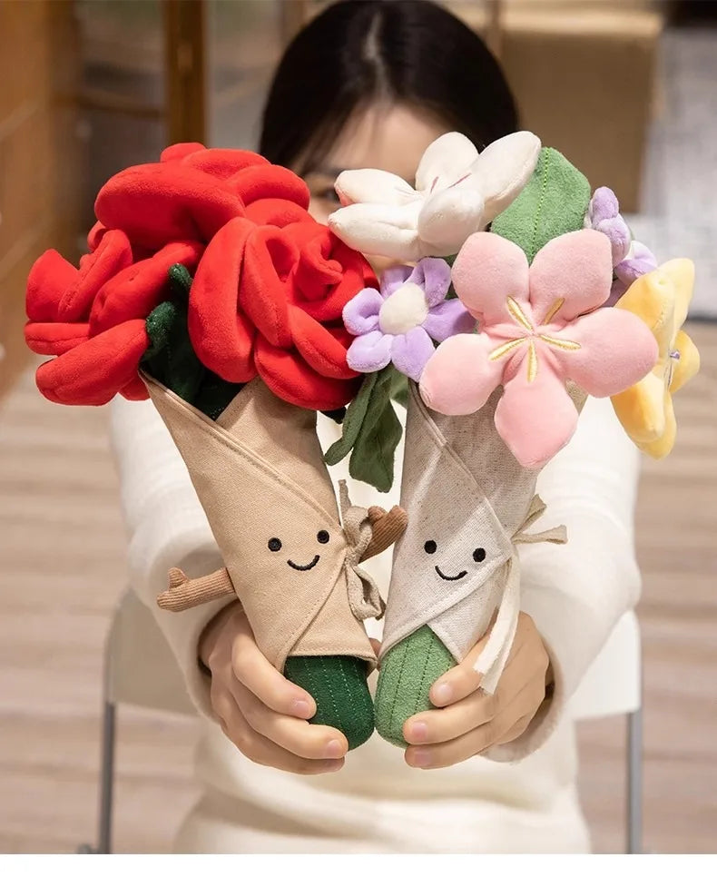 Jelly and Cat Rose Bouquet Hand Bouquet Engagement Wedding Birthday Valentine's Day Gift Plush Toy Cartoon Cute Gift Doll