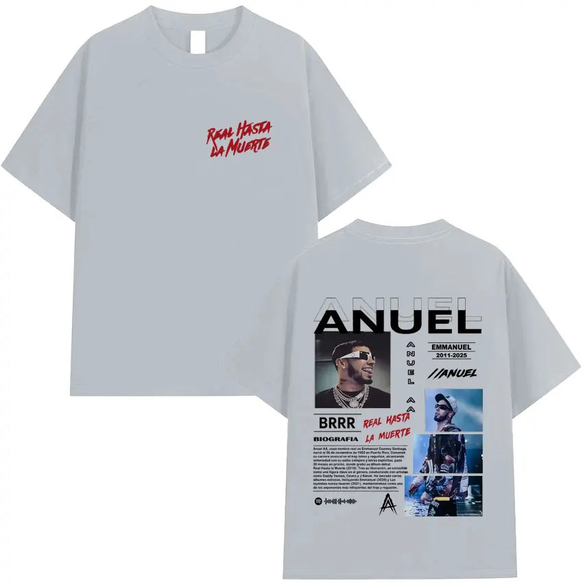 Rapper Anuel AA Music Album Hot Sale Tshirt Men's Clothing Fashion T Shirts Tide Oversized Cotton Sports Cozy Casual Tee Shirts