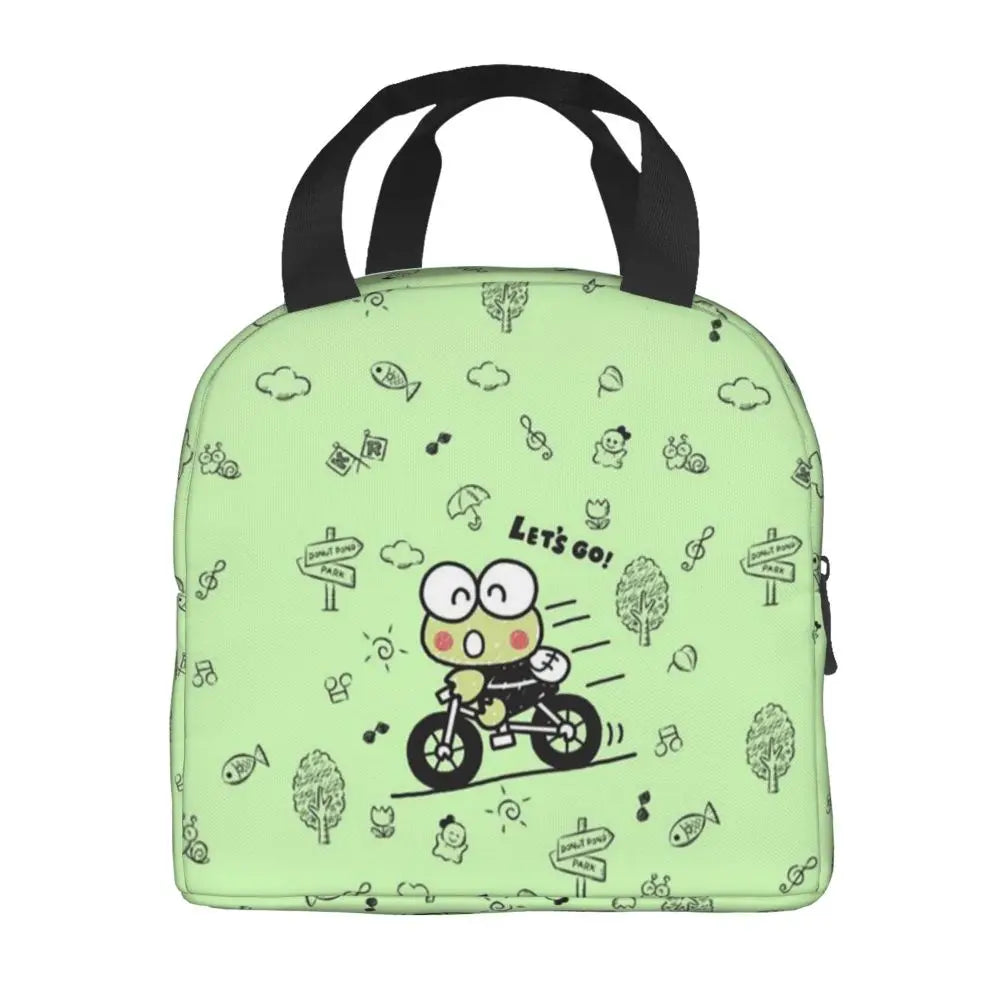 Custom Keroppi Big-eyed Frog Insulated Lunch Tote Bag for Women Portable Thermal Cooler Bento Box School
