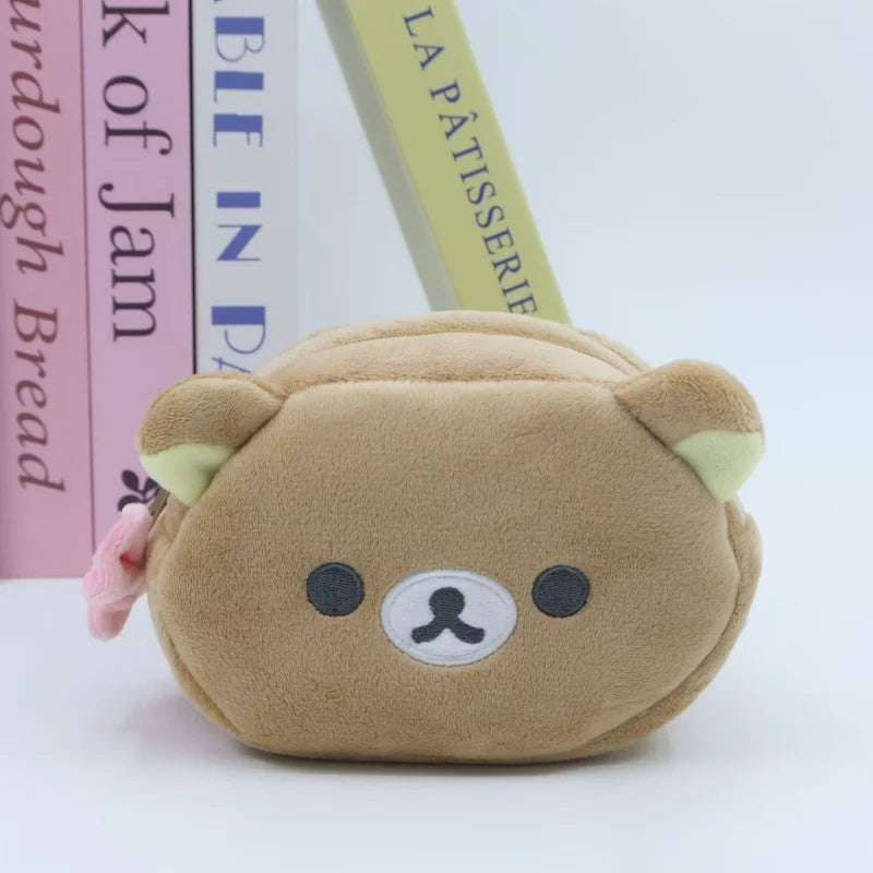 NEW Rilakkuma Girl Bowknot Plush Makeup white Korilakkuma bear Plushes Cosmetic Storage Bag Large Capacity Organizer Handbags