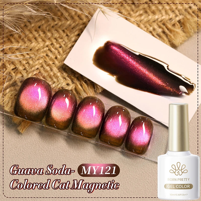 BORN PRETTY 10ml Dark Brown Red Glass Bead Cat Magnetic Gel Nail Polish Semi Permanent Soak Off UV LED Varnish Nail Art Salon