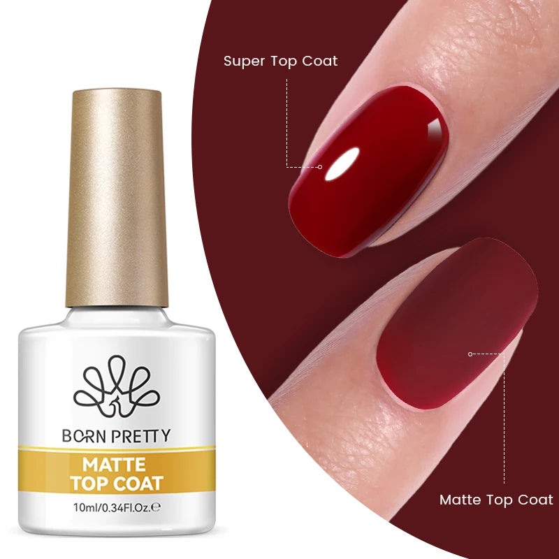 BORN PRETTY  Matte Top Coat Gel Polish 10ml Full Coverage Long Lasting Gorgeous Color Soak Off UV LED Nail Art Salon DIY Home