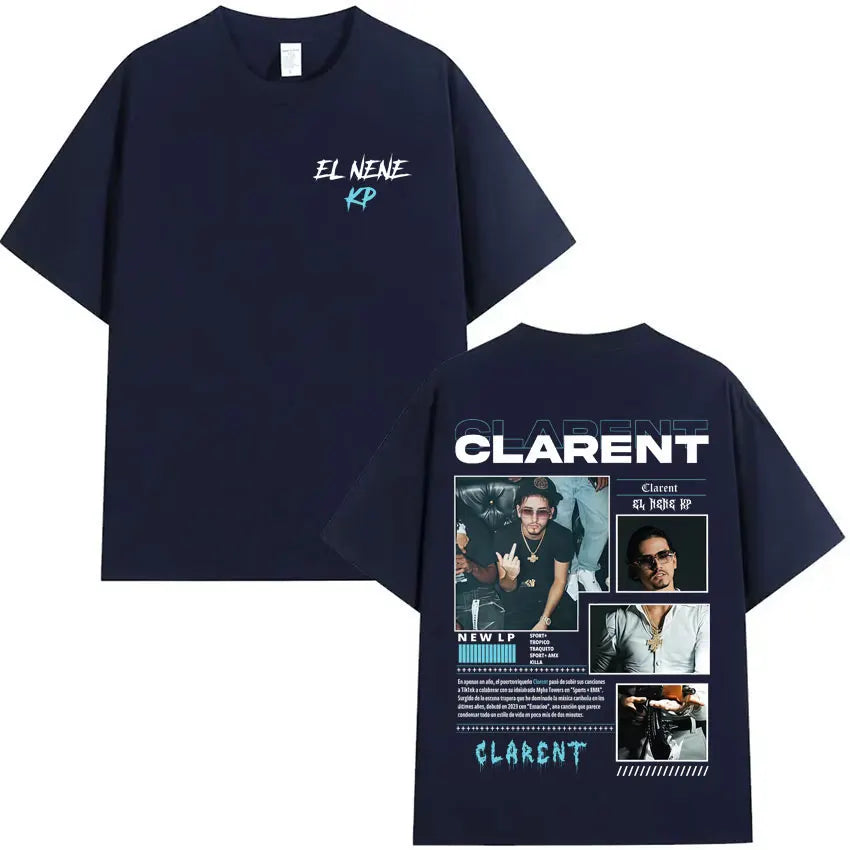 Rapper CLARENT Album 2025 Graphic Double Sided Print T-shirts Mens High Quality Short Sleeve T Shirts Casual 100% Cotton T-Shirt