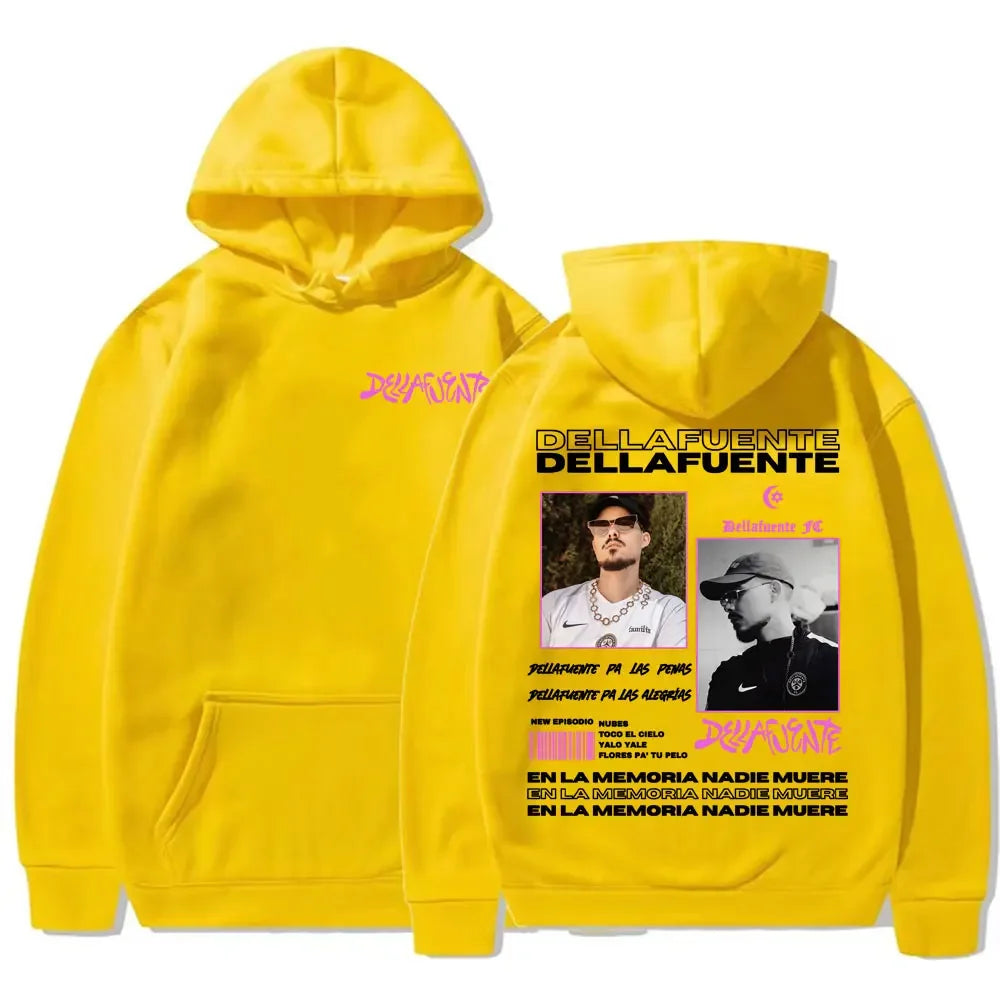 Rapero Dellafuente 2025 Tour Cover Men's fashion retro long-sleeved hoodie Casual high-quality sweatshirt