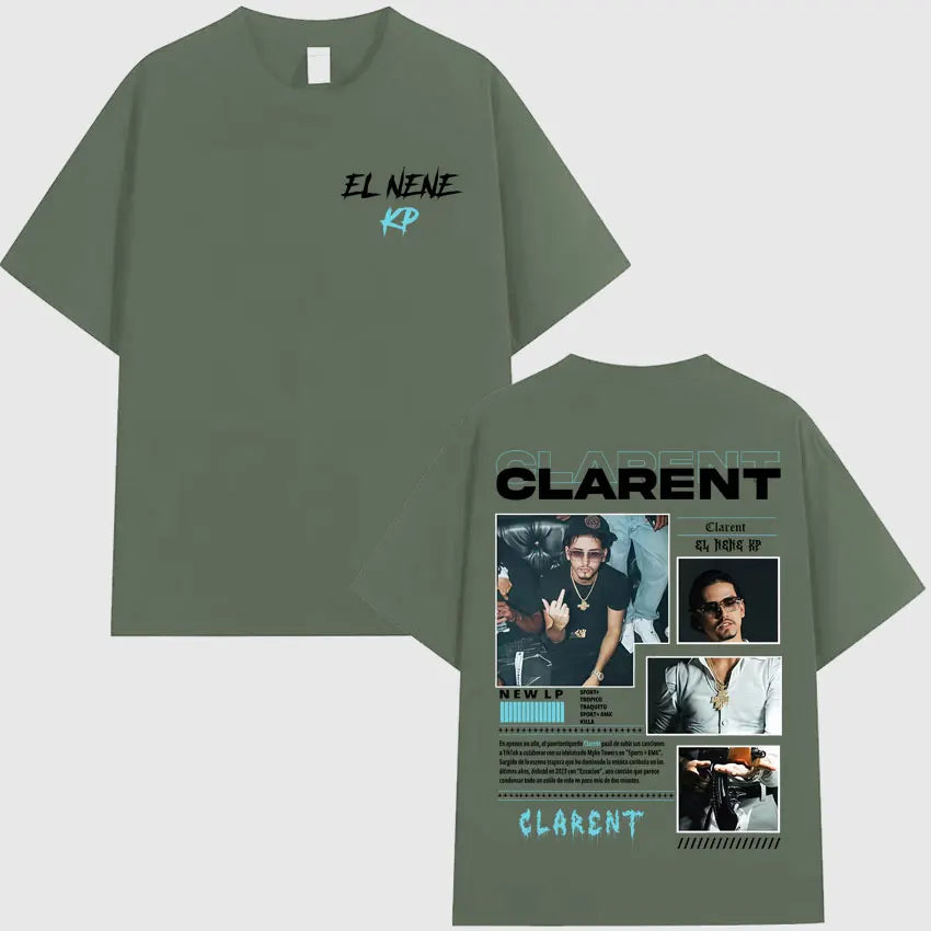 Rapper CLARENT Album 2025 Graphic Double Sided Print T-shirts Mens High Quality Short Sleeve T Shirts Casual 100% Cotton T-Shirt