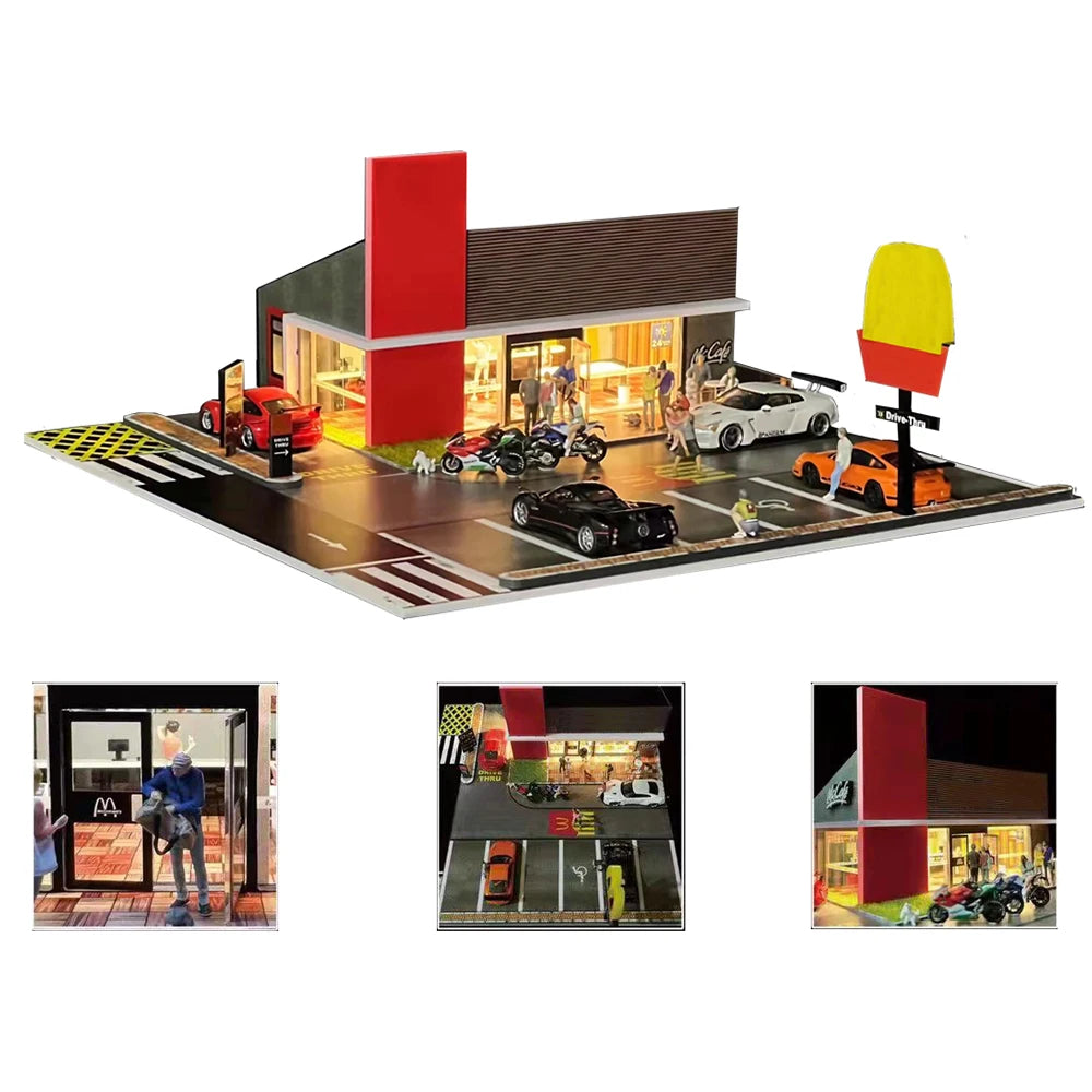 GFans NEW 1:64 Scale Diorama Car Garage Model Parking Lot for Display Gifts Scene Collection Display Car Assembly Scenes Toy