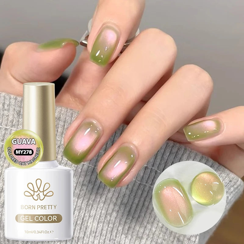 BORN PRETTY 10ml Mint Soda Glass Bead Cat Magnetic Gel Christmas Green Glitter Soak Off UV Gel Nail Art Varnish Manicure
