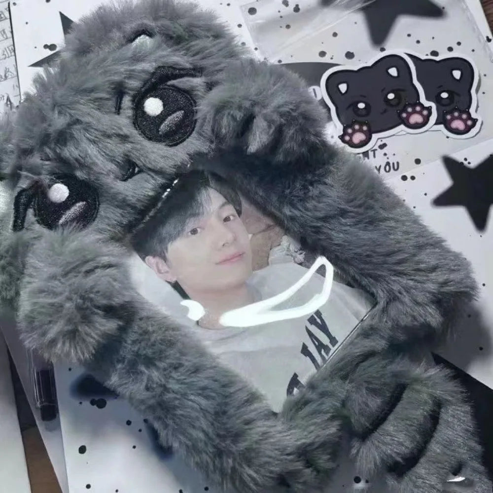 Cute Bag Keychain Plush Photocard Case Cartoon Bag Keychain Fox Photocard Case Idol Photos Protective Cover Student Card Holder