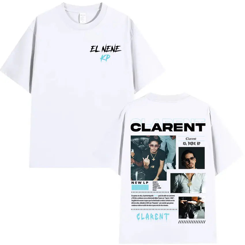 Rapper CLARENT Album 2025 Graphic Double Sided Print T-shirts Mens High Quality Short Sleeve T Shirts Casual 100% Cotton T-Shirt