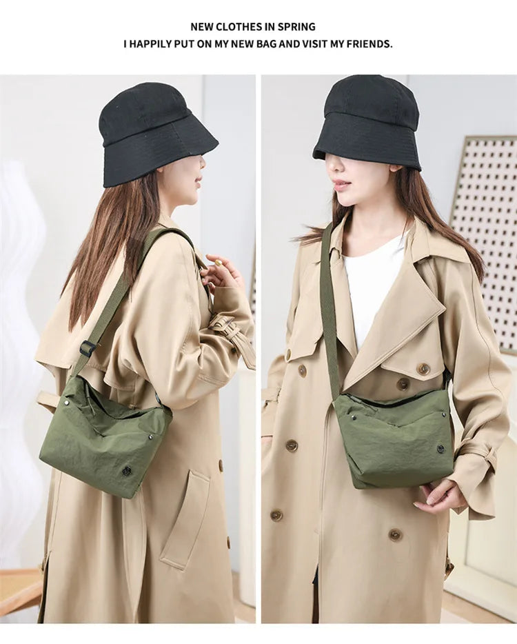 Ultra-light Nylon Crossbody Bag for Women Adjustable Wide Strap Lightweight Women's Bag Zipper Closure Stylish Messenger Bag