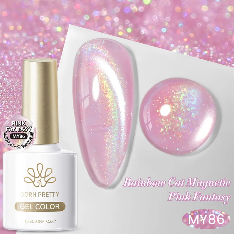 BORN PRETTY 10ml Auroras Glitter Cat Magnetic Gel Nail Polish Jelly Glass Bead Semi Permanent Soak Off UV LED Varnish Manicure