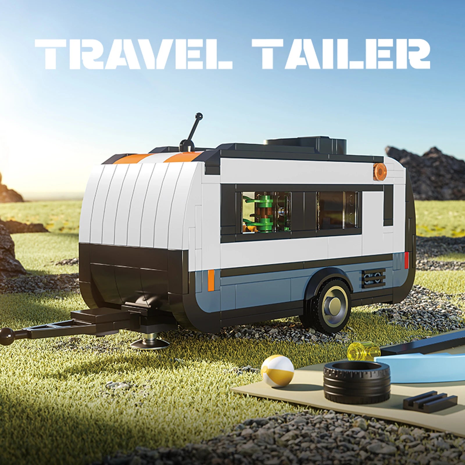 66117 Travel Trailer Model 393pcs Building Block Set SUV Series MOC Bricks Desktop Decoration Kids Toys Gift