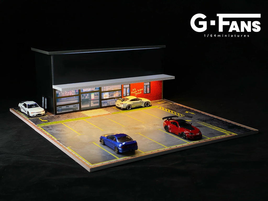 GFans NEW 1:64 Scale Diorama Car Garage Model Parking Lot for Display Gifts Scene Collection Display Car Assembly Scenes Toy