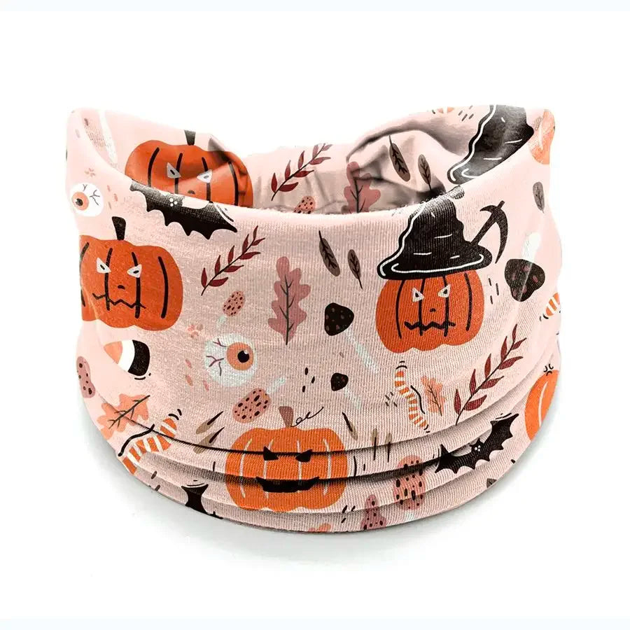Halloween Headbands For Women Wide Turban Dress Up Costume Headwraps Pumpkin Spider Web Bad Skeleton Hair Band
