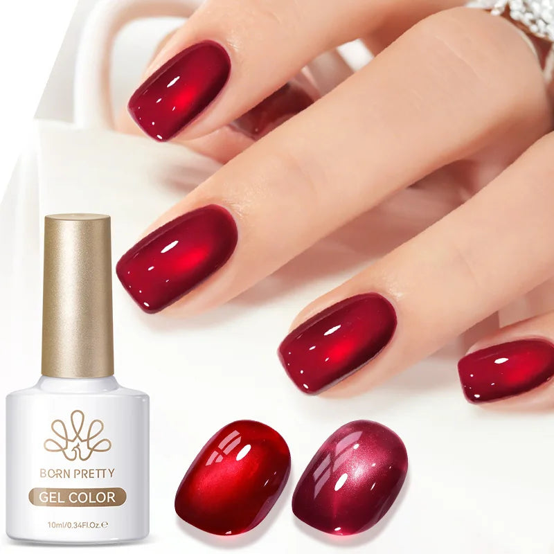 BORN PRETTY 1 Bottle Mint Chocolate Cat Magnetic Gel Polish 10ml Glass Bead Effect Transparent Soak Off UV LED Nail Art Varnish