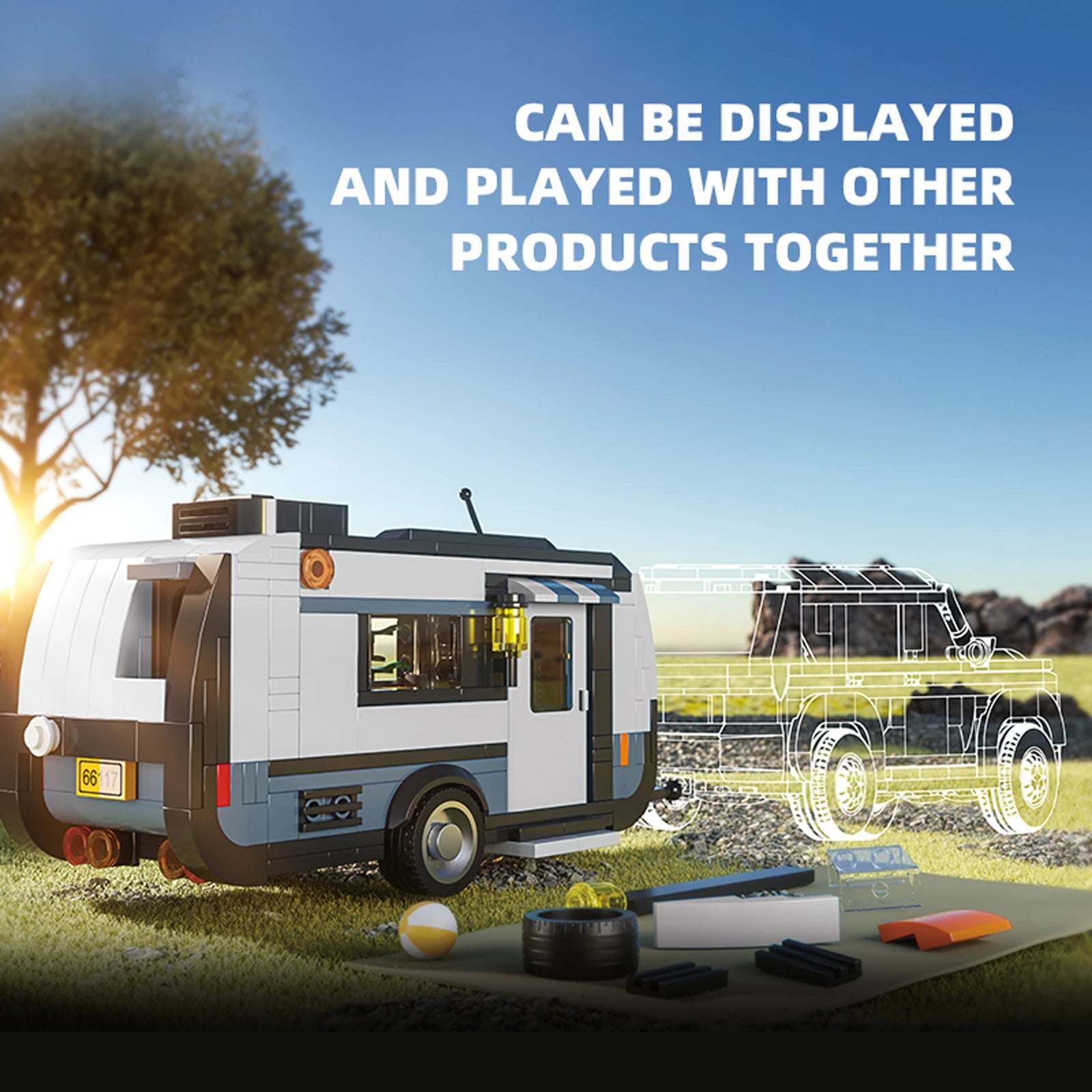 66117 Travel Trailer Model 393pcs Building Block Set SUV Series MOC Bricks Desktop Decoration Kids Toys Gift