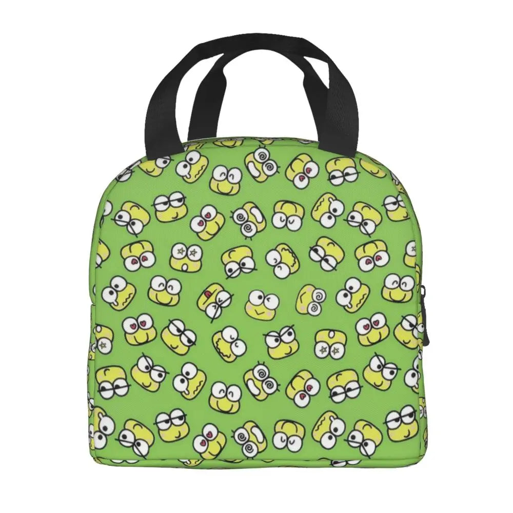 Custom Keroppi Big-eyed Frog Insulated Lunch Tote Bag for Women Portable Thermal Cooler Bento Box School