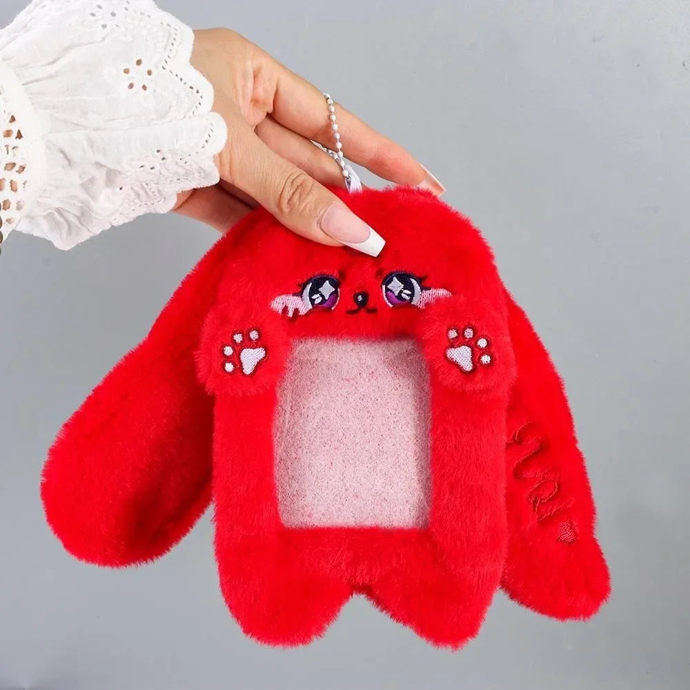 Cute Bag Keychain Plush Photocard Case Cartoon Bag Keychain Fox Photocard Case Idol Photos Protective Cover Student Card Holder