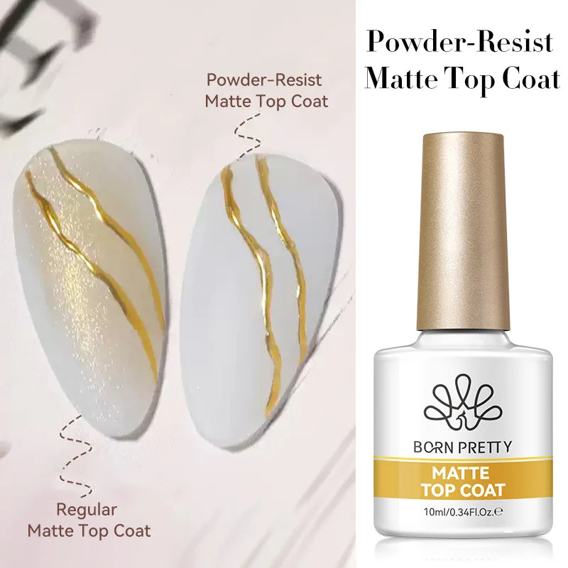 BORN PRETTY  Matte Top Coat Gel Polish 10ml Full Coverage Long Lasting Gorgeous Color Soak Off UV LED Nail Art Salon DIY Home
