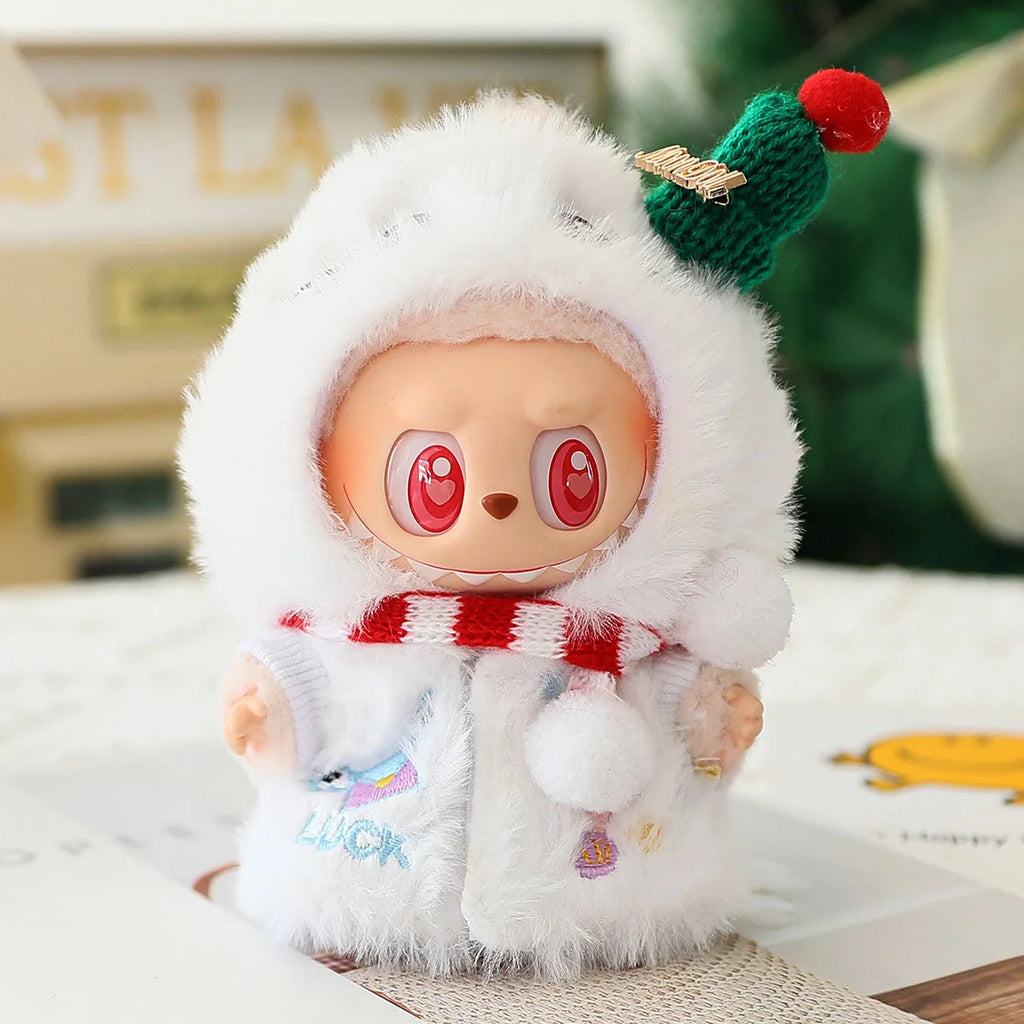 Cute Cartoon Jumpsuit Clothes For Labubu Christmas Clothes Elk Penguin Hooded Cape Dolls Accessories