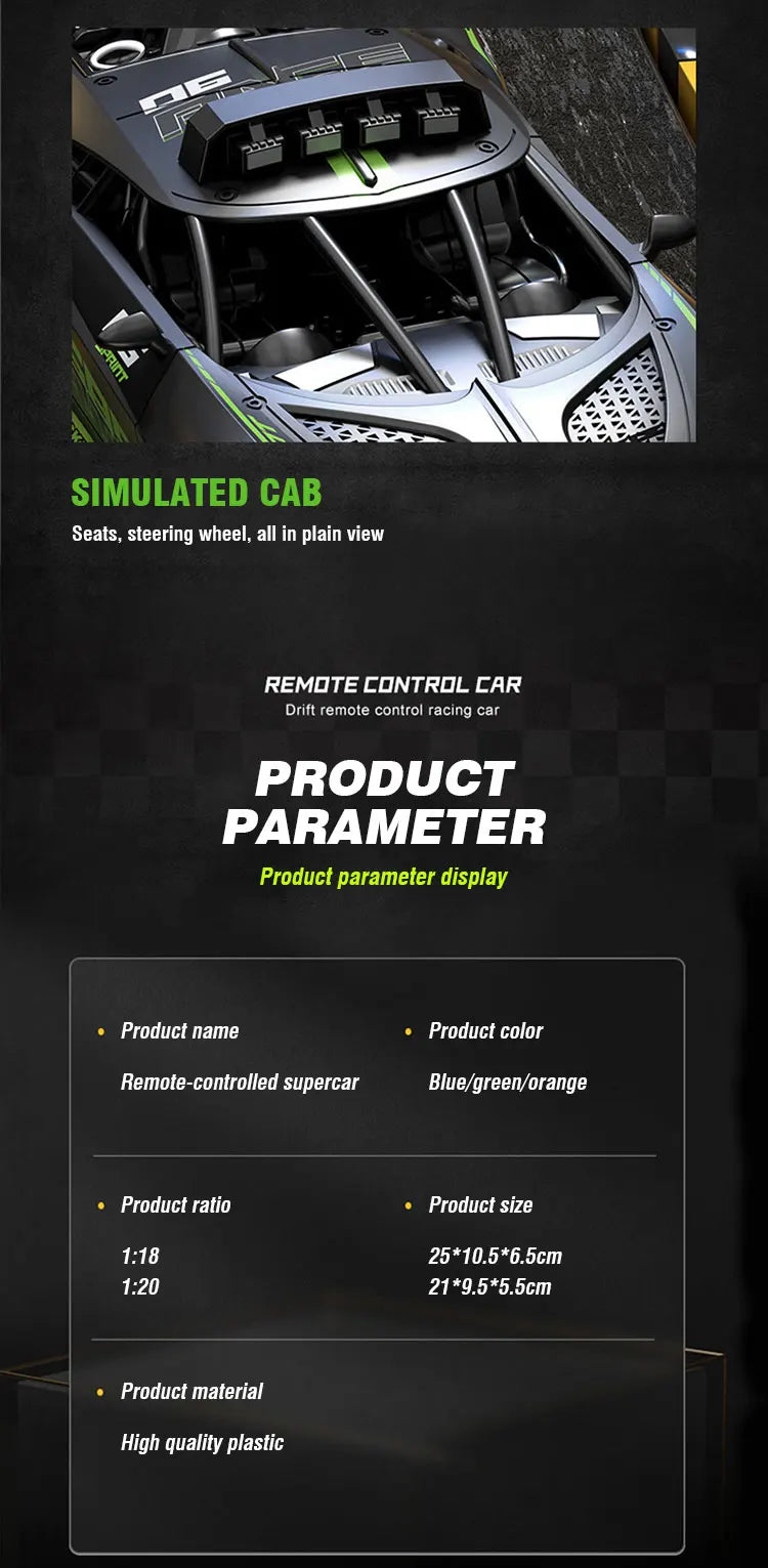 4WD RC Sports Car High Speed Remote Control Mini Scale Model Vehicle Electric Drift Racing Car Toys for Boys Kids Back to School