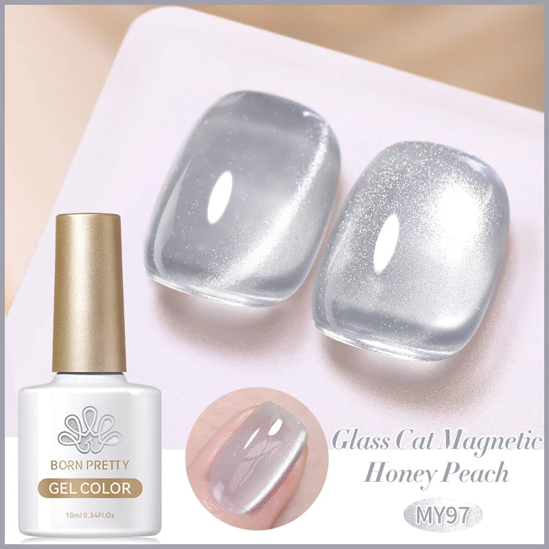 BORN PRETTY 10ml Auroras Glitter Cat Magnetic Gel Nail Polish Jelly Glass Bead Semi Permanent Soak Off UV LED Varnish Manicure