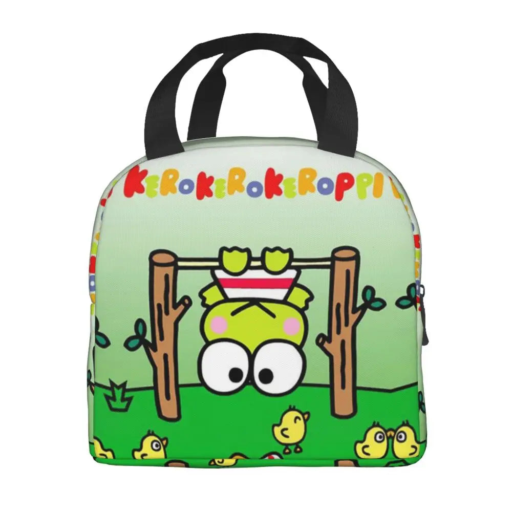 Custom Keroppi Big-eyed Frog Insulated Lunch Tote Bag for Women Portable Thermal Cooler Bento Box School
