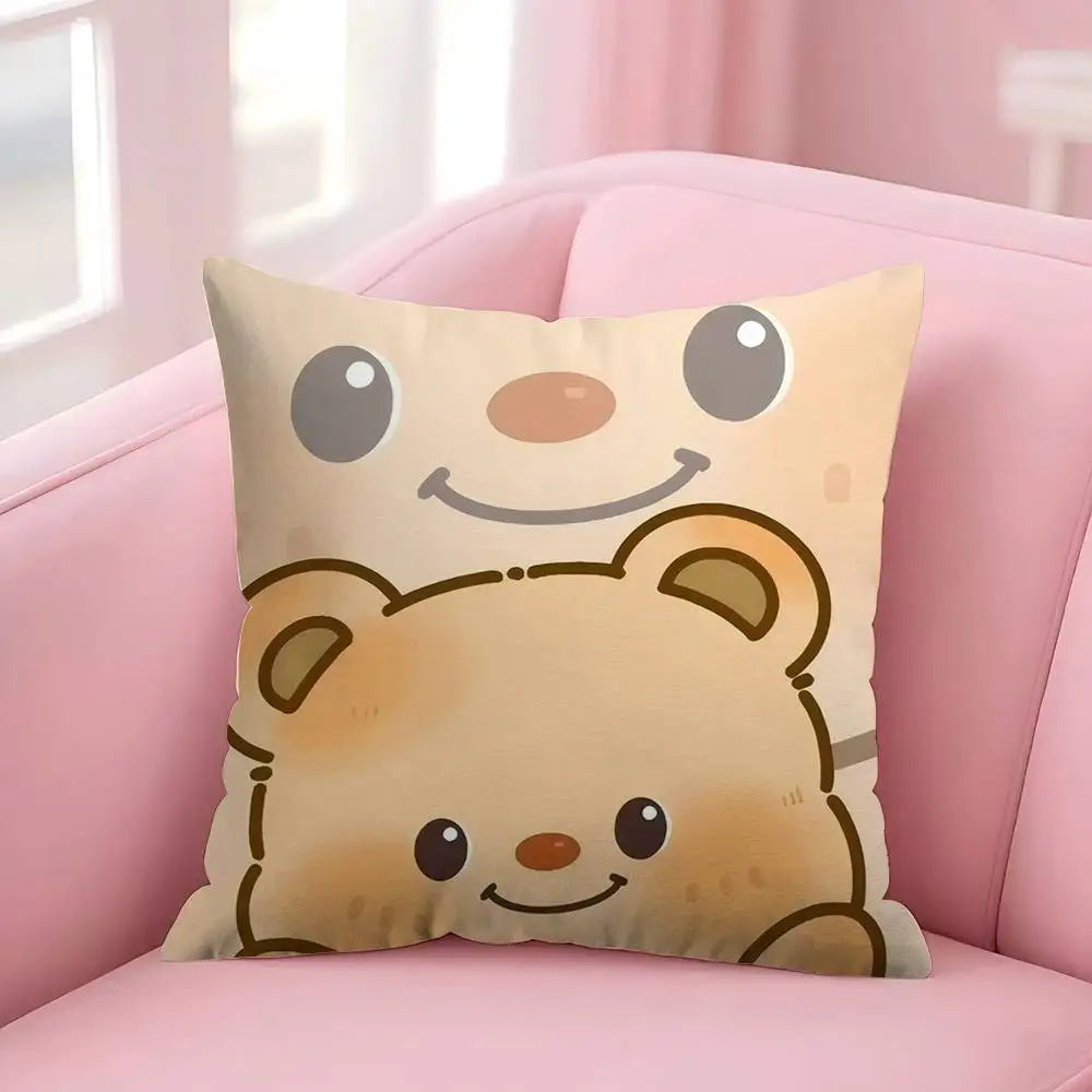 Cute Butterbear Maple Design Cushion Cover Happy Autumn Harvest Decor Holiday Decorati Pillow Cover
