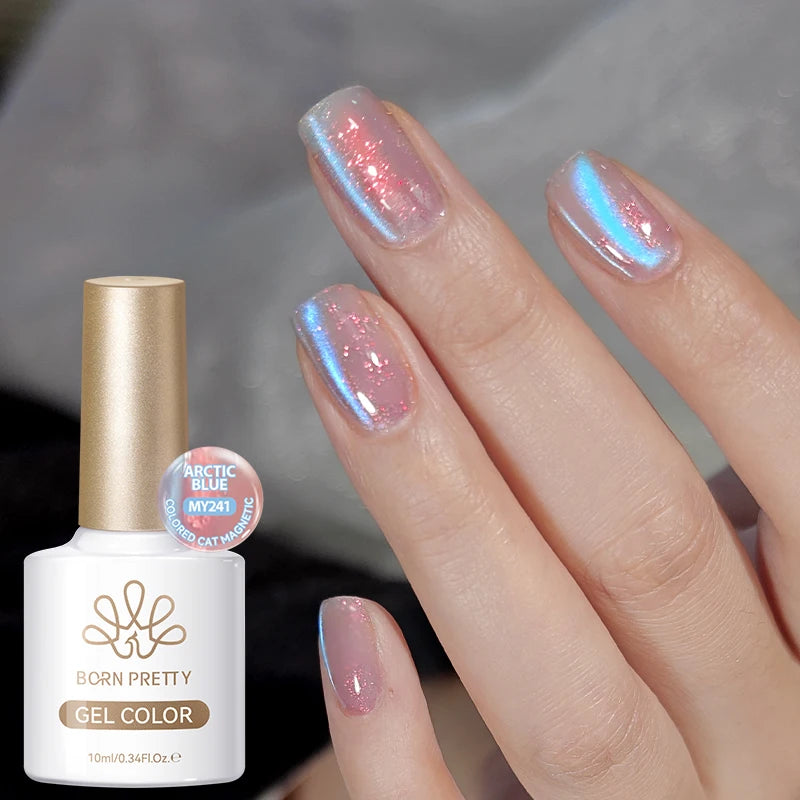 BORN PRETTY 10ml Pink Water Light Cat Magnetic Gel Polish Spaking Glitter UV LED Soak Off Gel Varnish Crystal DIY Manicure