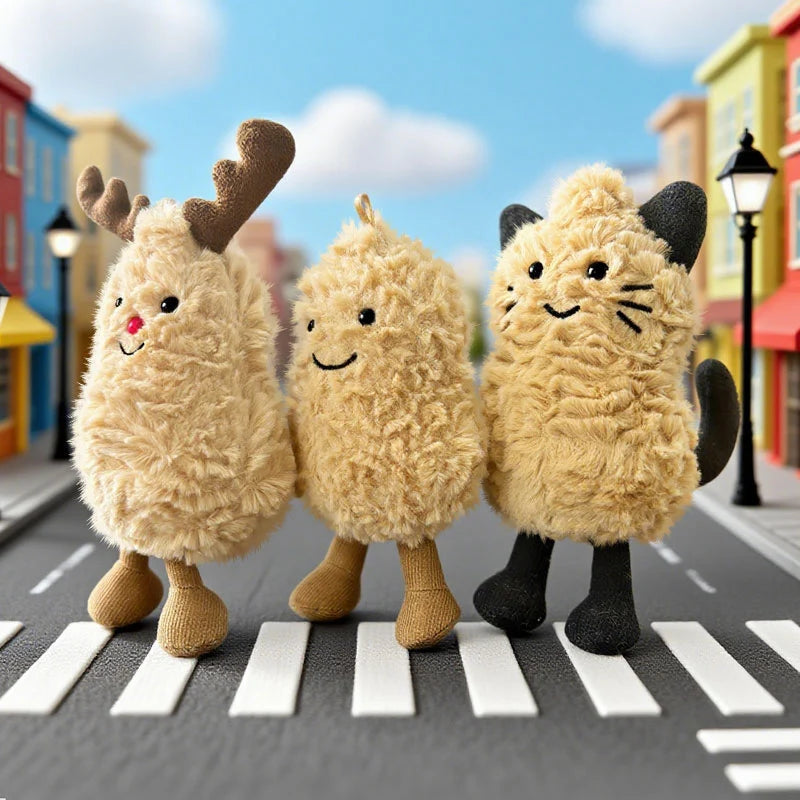 12cm Halloween Fun Cat Peanut Plush Toy Soft Creative Dolls Cute Cartoon Stuffed Cat Elk Doll Funny Kids Christmas Birthday Gift