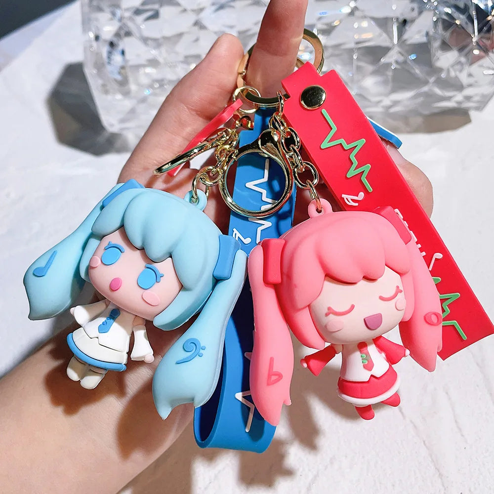 Hatsune Keychain Creative Cartoon Beauty Doll Bag Pendant Car Key Chain Ring Gift