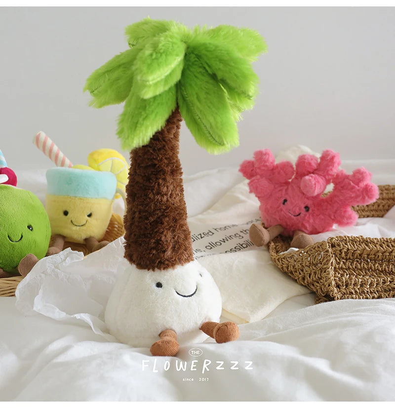 JELLYCAT Lemonade Coconut Plushies Very Soft Palm Tree Red Coral Plush Toy Cartoon Doll Home Decor Xmas Gifts Girl