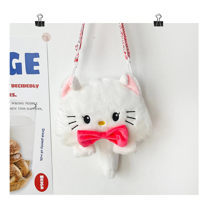 Sanrio Children Stuffed Messenger Bag Cute Cartoon Kuromi Hello Kitty Cinnamoroll Stuffed Single Shoulder Bags Messenger Bags