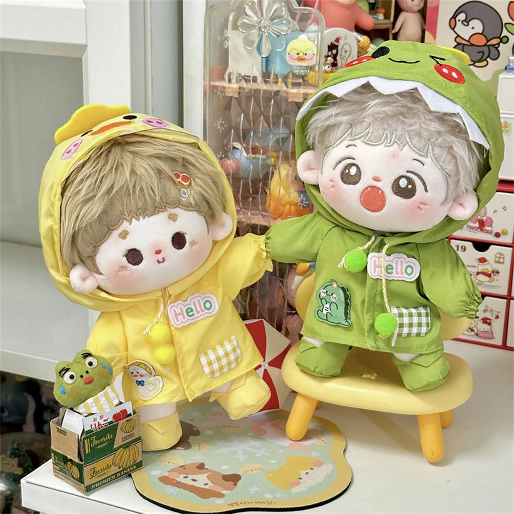 Mini Plush Doll Clothes Outfit Accessories Dinosaur Raincoat Set For Labubu Idol V1 V2 Doll Clothes Gift