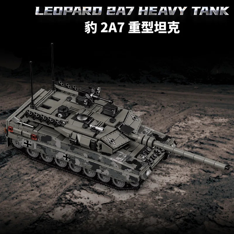 World War 2 WW2 Army Military Soldiers SWAT Leopard 2A7 Main Battle Tank Assemble Building Blocks Bricks Children's Toys Gift