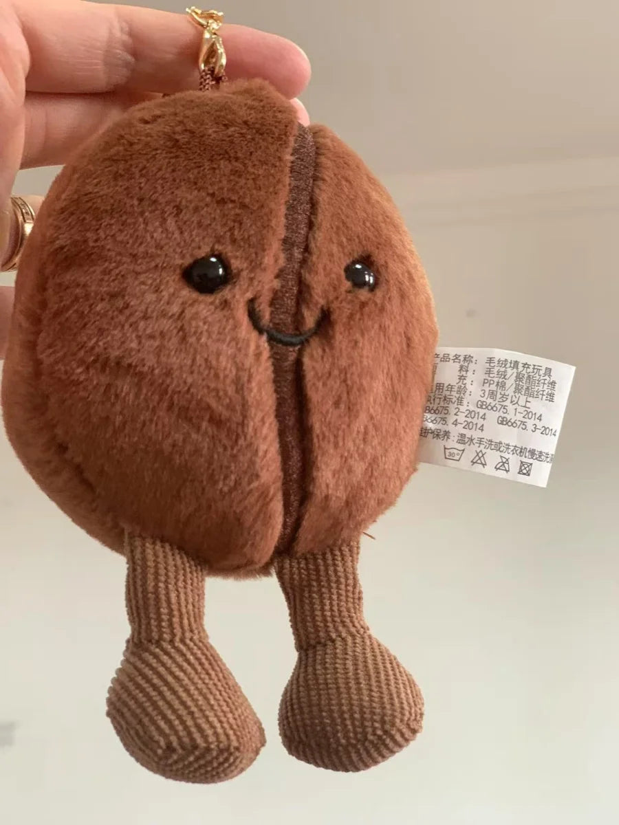Jellycat 13cm Coffee Bean Plushies Cartoon Stuffed Smiling Coffee Bean Doll Cute Key Chain Soft Food Doll Xmas Gifts Girl