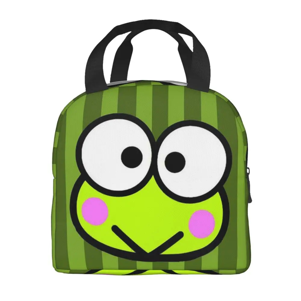 Custom Keroppi Big-eyed Frog Insulated Lunch Tote Bag for Women Portable Thermal Cooler Bento Box School