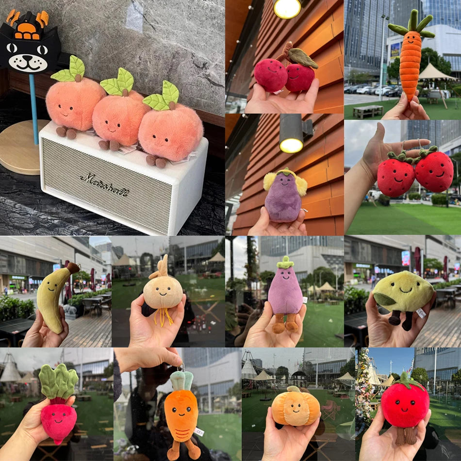 2025 Peach Pear Cherry Plush Doll Smiling Face Fruit Series Home Bedroom Decoration Pet Interactive Toy Birthday Gift