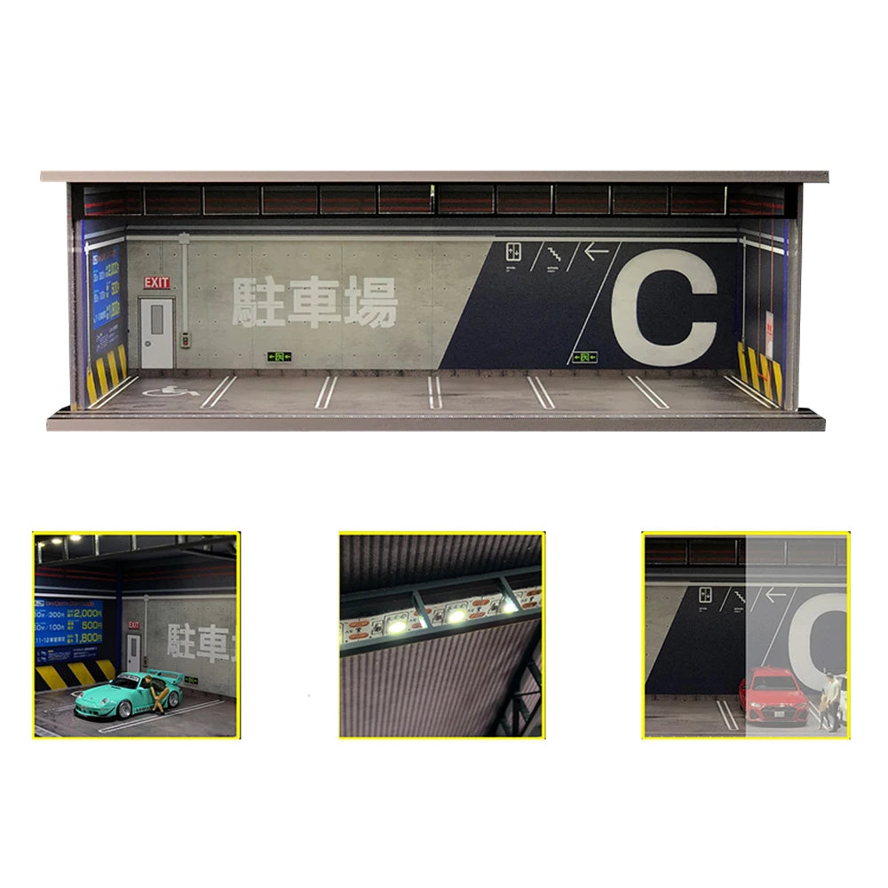 GFans NEW 1:64 Scale Diorama Car Garage Model Parking Lot for Display Gifts Scene Collection Display Car Assembly Scenes Toy
